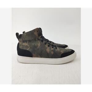 Sam Edelman Geo High Top Sneakers Mens 10 M Green Felt Camo Shoes Gorpcore